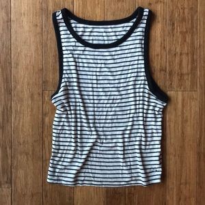 American Eagle Black & Off White Striped Tank